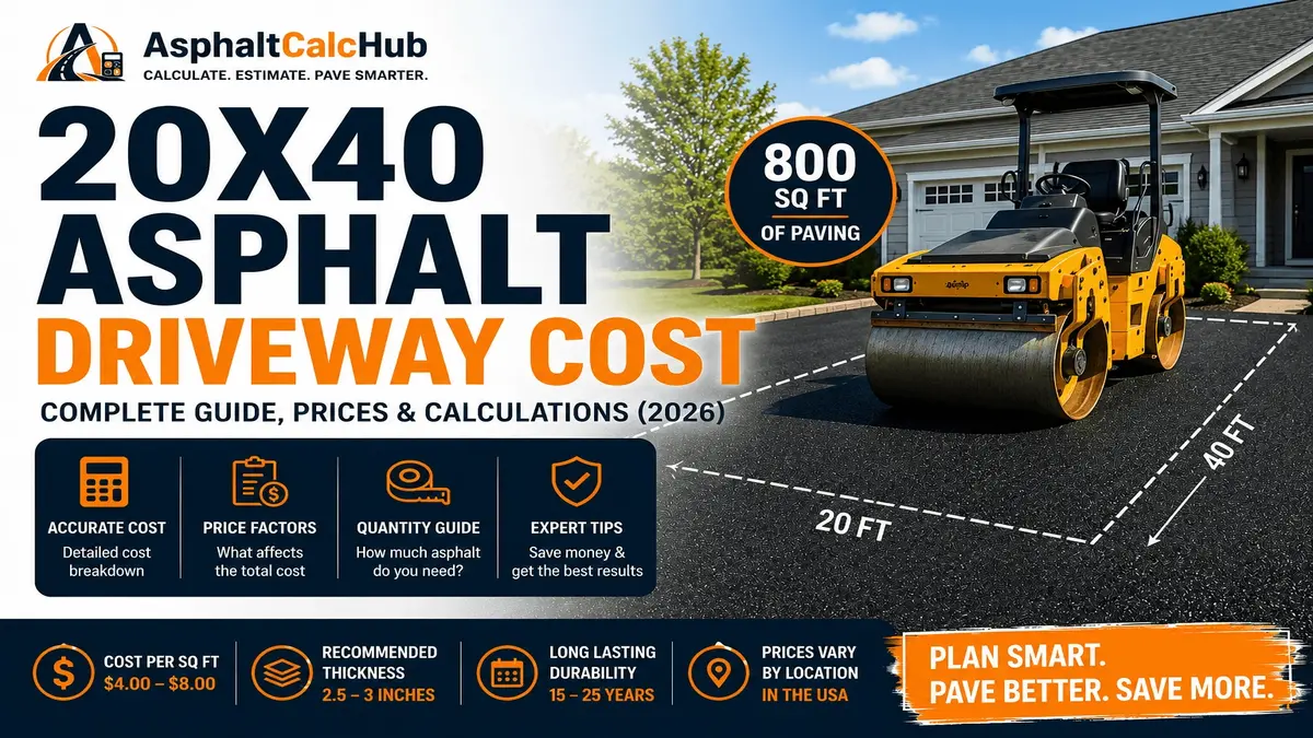 20×40 Asphalt Driveway Cost (2026): Complete Price Guide